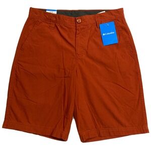 New Mens Columba Washed Out Shorts 30" Waist 10"‎ Inseam Dark Sienna Red